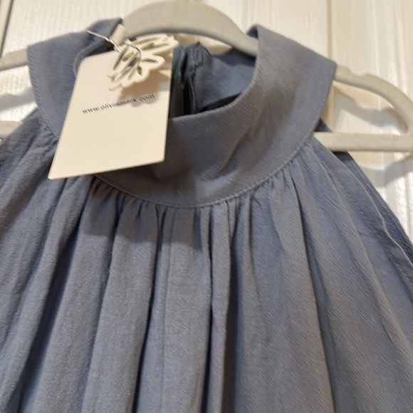 Olivia Mark Blue/Grey Halter Jumpsuit Wide Leg Women’s XL Zip Back Cropped - Picture 2 of 9